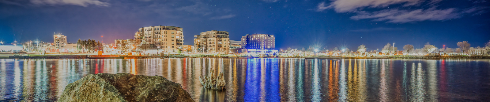 Waterfront View of the City of Thunder Bay with the Northern Lights