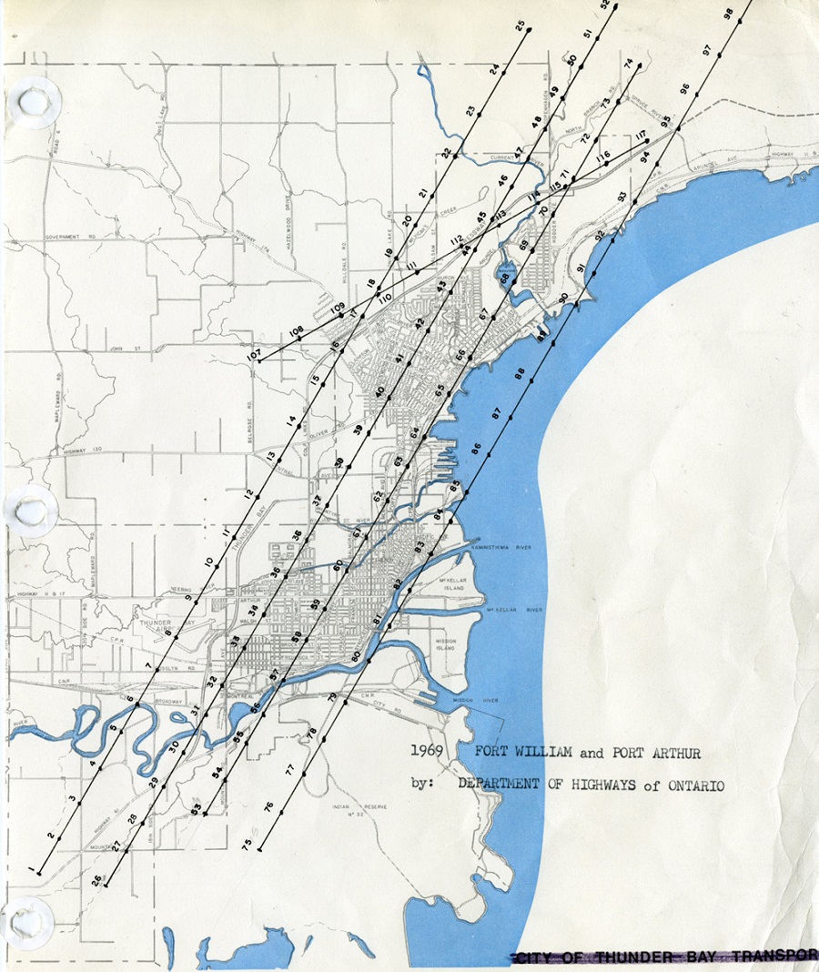 Thunder Bay, 1974 A map showing all major landmarks in the City of Thunder Bay
