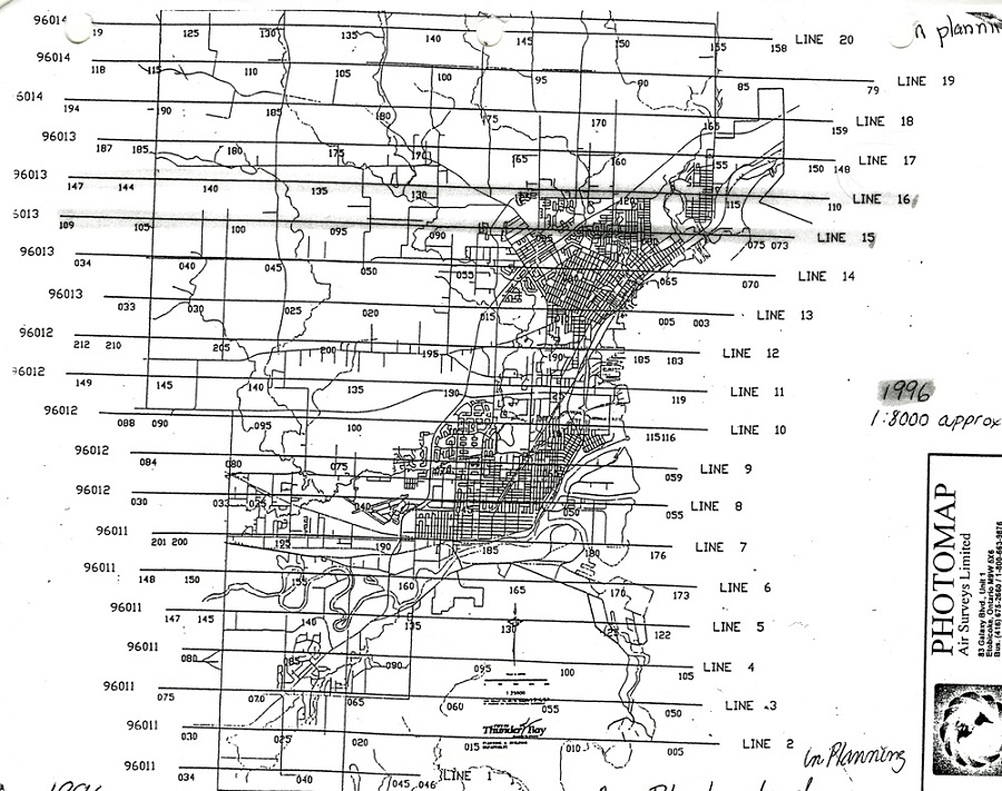 Thunder Bay, 1996 A map showing the roads and streets in the City of Thunder Bay