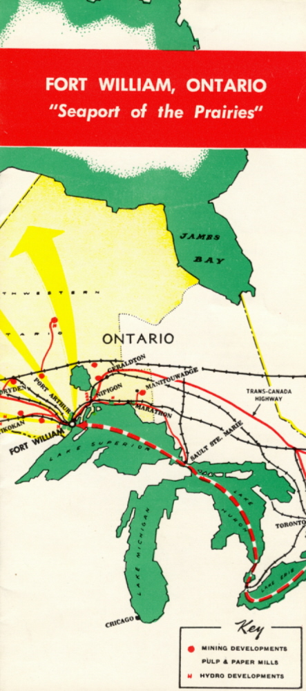 Fort William 'Seaport of the Praries' A colourful pamphlet showing a map of the shore of Lake Superior
