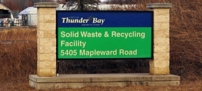 City of Thunder Bay Landfill entry sign