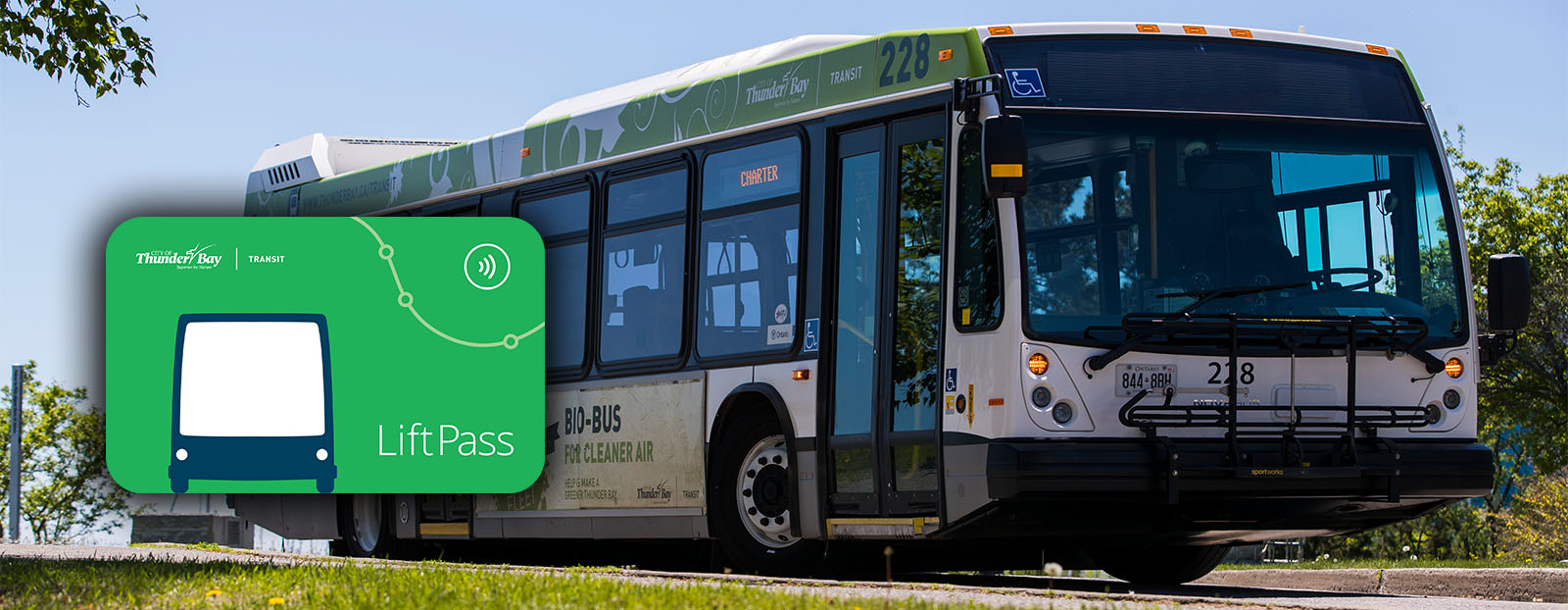 Image of a bus with a picture of the Lift Pass