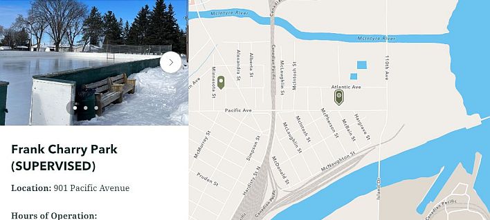 Screenshot of Outdoor Rinks Map tool