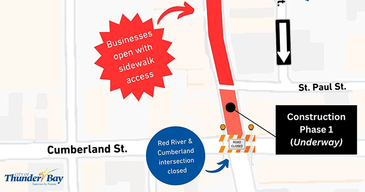 Map of North Core streets showing closures.