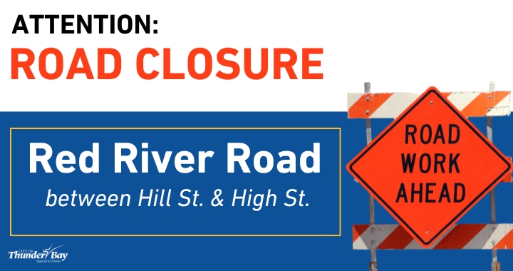 Graphic featuring a Road Closed sign. Text reads, 